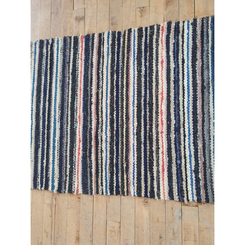 Antique Imported Swedish Hand‎ Made Rag Rug Runner (27.5